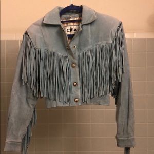 Vintage Blue Fringe Jacket